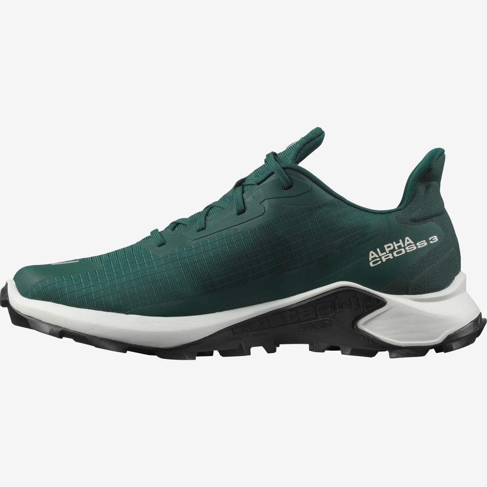 Green Black Salomon Alphacross 3 Men's Trail Running Shoes | 241079VTH