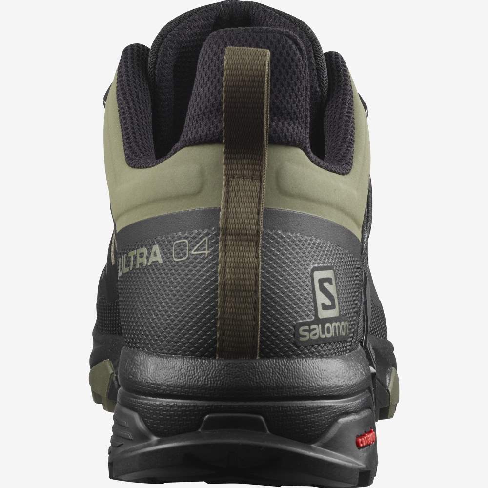 Green Black Salomon X Ultra 4 Wide Gore-Tex Men's Hiking Shoes | 153682FCX