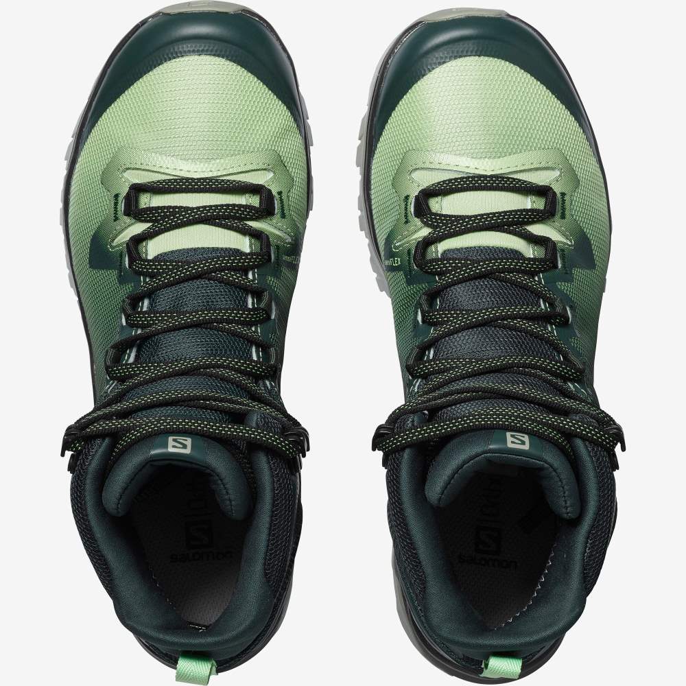 Green Grey Salomon Vaya Mid Gore-Tex Women's Hiking Shoes | 918342LWP