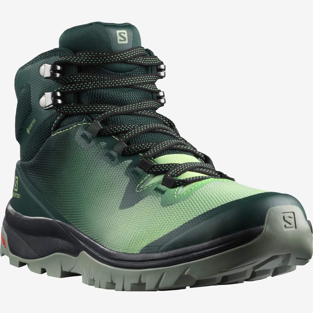 Green Grey Salomon Vaya Mid Gore-Tex Women's Hiking Shoes | 918342LWP