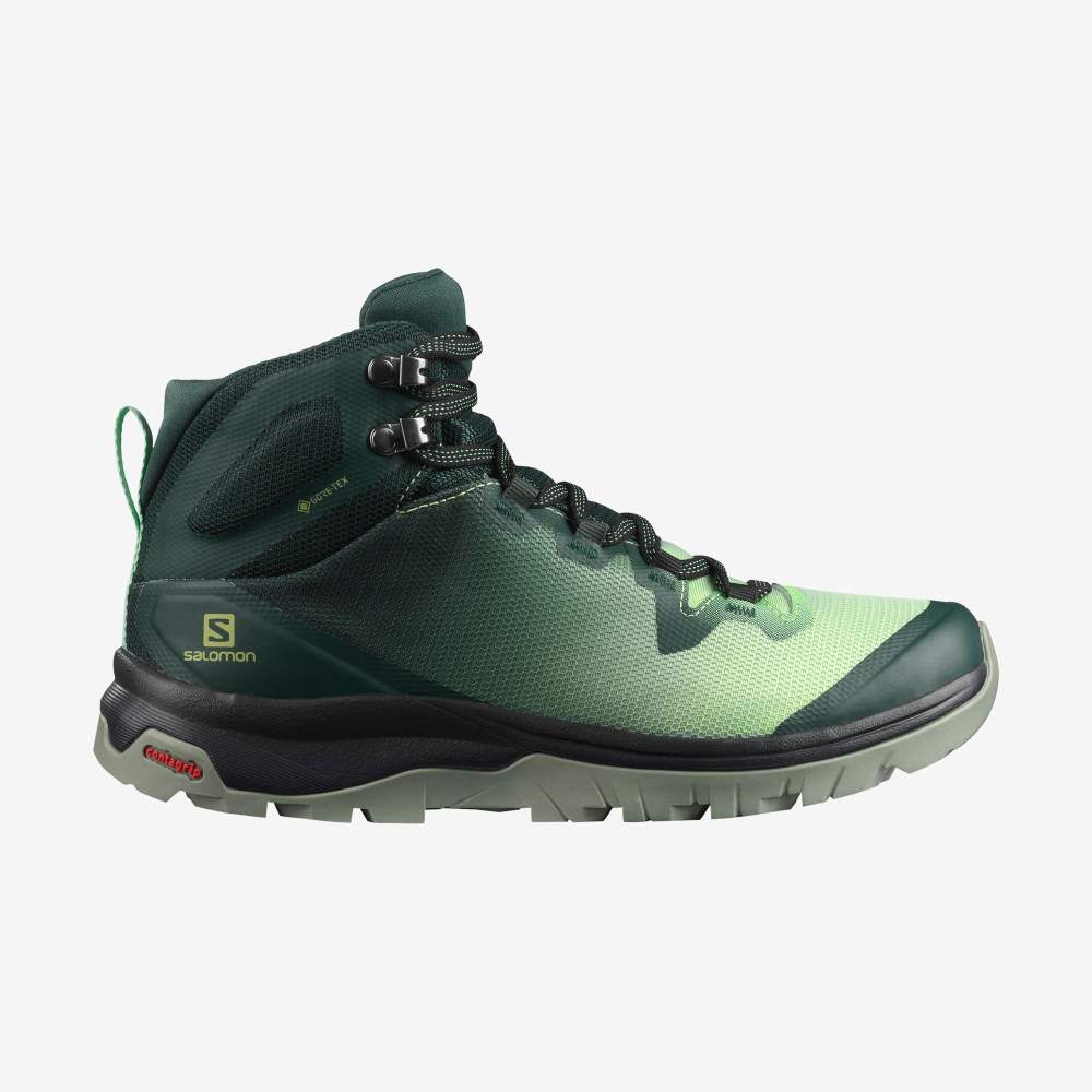 Green Grey Salomon Vaya Mid Gore-Tex Women\'s Hiking Shoes | 918342LWP