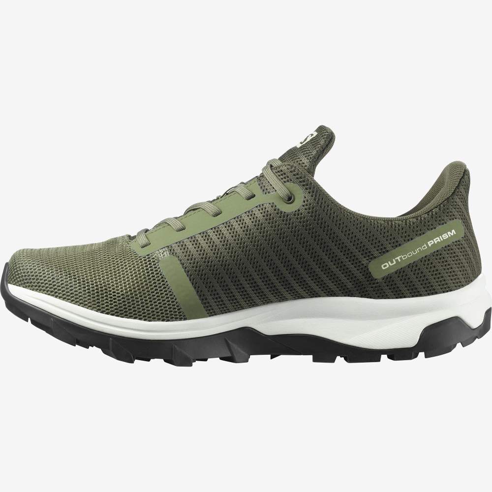 Green Olive Salomon Outbound Prism Gore-Tex Men's Hiking Shoes | 129478ZSP