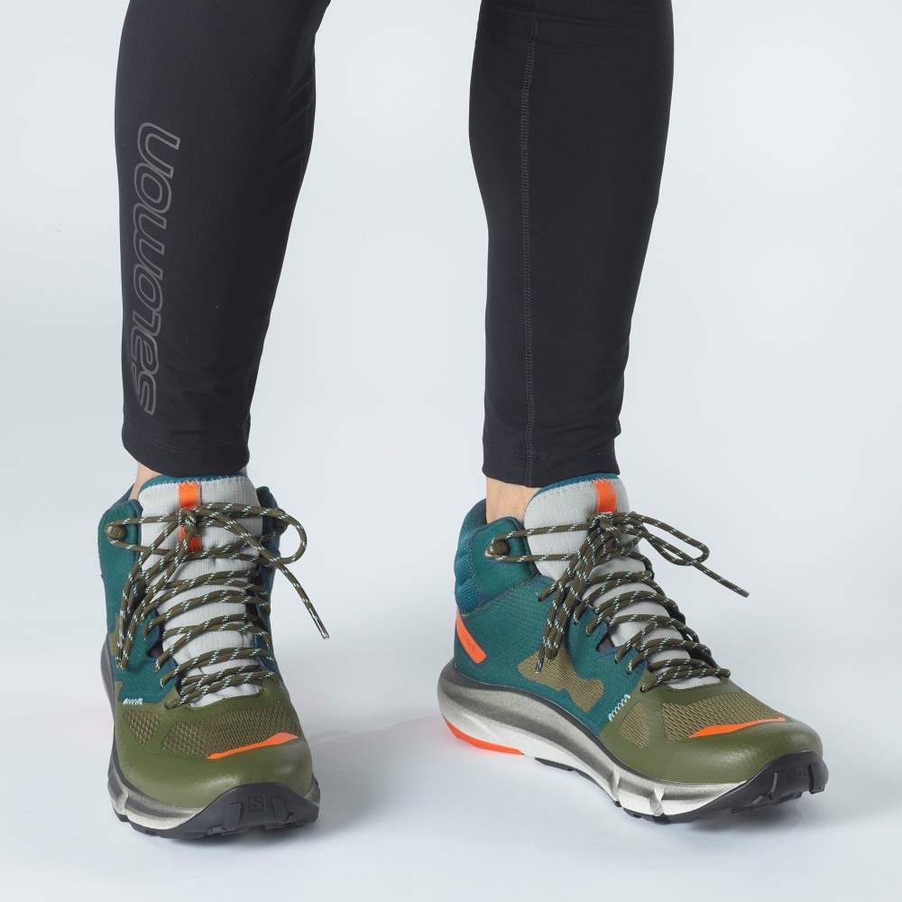 Green Orange Salomon Predict Hike Mid Gore-Tex Men's Hiking Shoes | 518970DPG