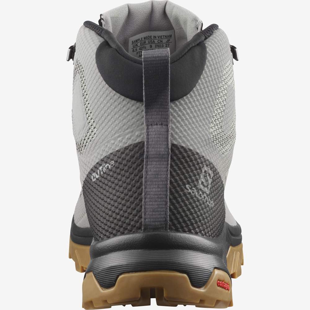 Grey Black Salomon Outline Mid Gore-Tex Men's Hiking Shoes | 104726PSE