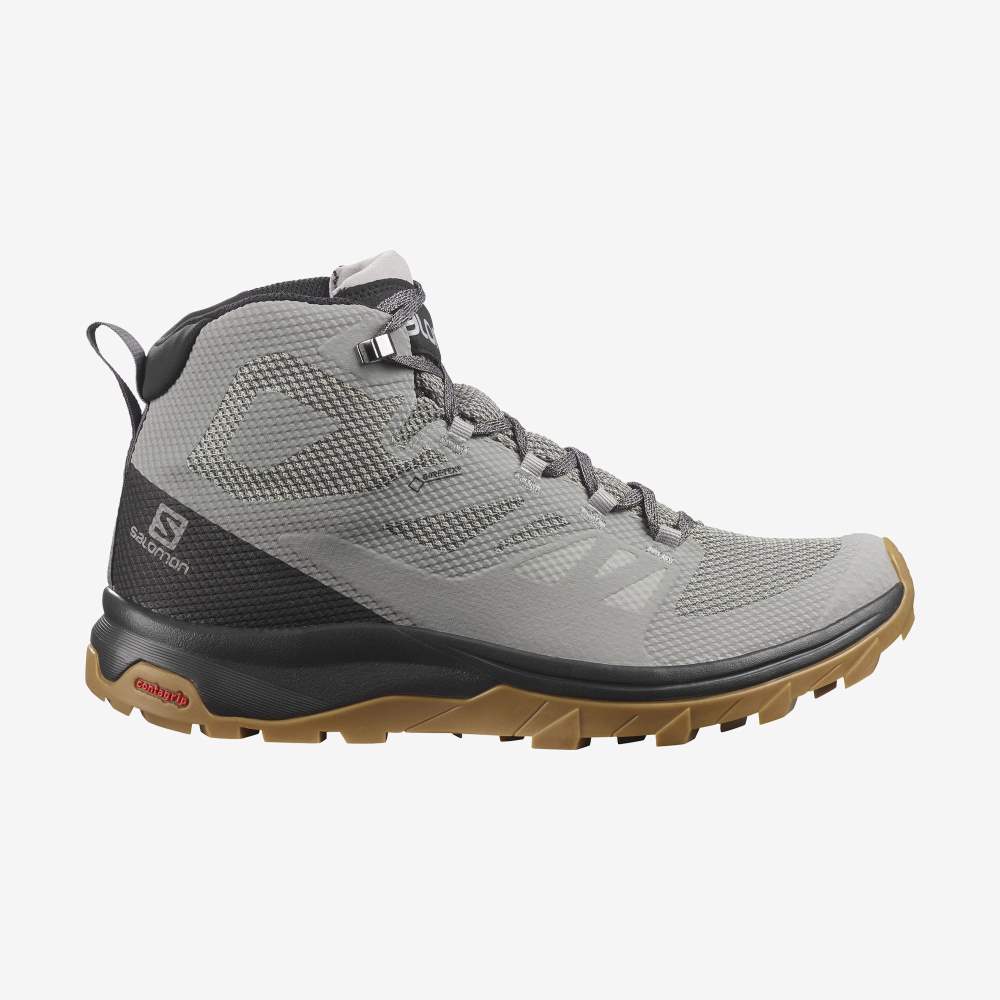 Grey Black Salomon Outline Mid Gore-Tex Men\'s Hiking Shoes | 104726PSE