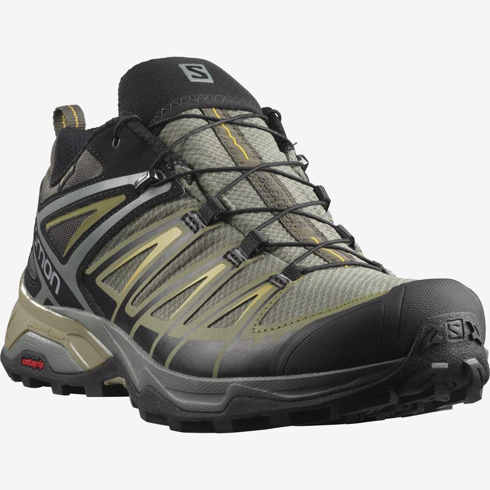 Grey Green Salomon X Ultra 3 Gore-Tex Men's Hiking Shoes | 358972WRO