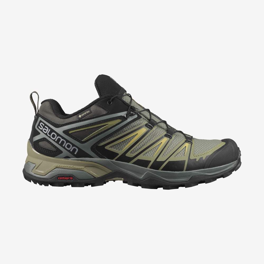 Grey Green Salomon X Ultra 3 Gore-Tex Men\'s Hiking Shoes | 358972WRO