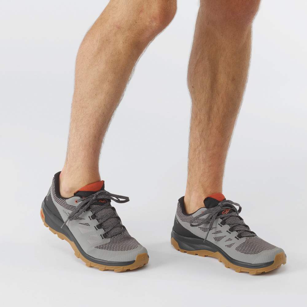 Grey Salomon Outline Gore-Tex Men's Hiking Shoes | 108927HFL