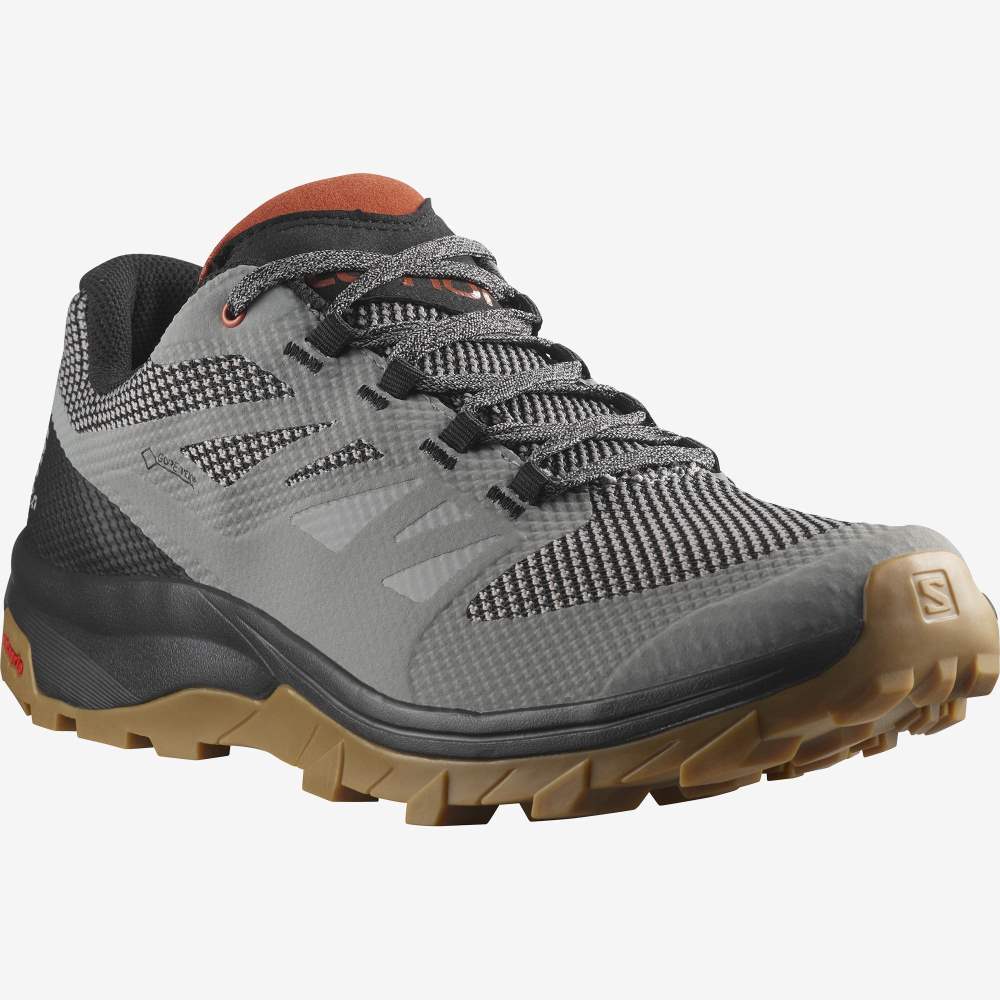 Grey Salomon Outline Gore-Tex Men's Hiking Shoes | 108927HFL