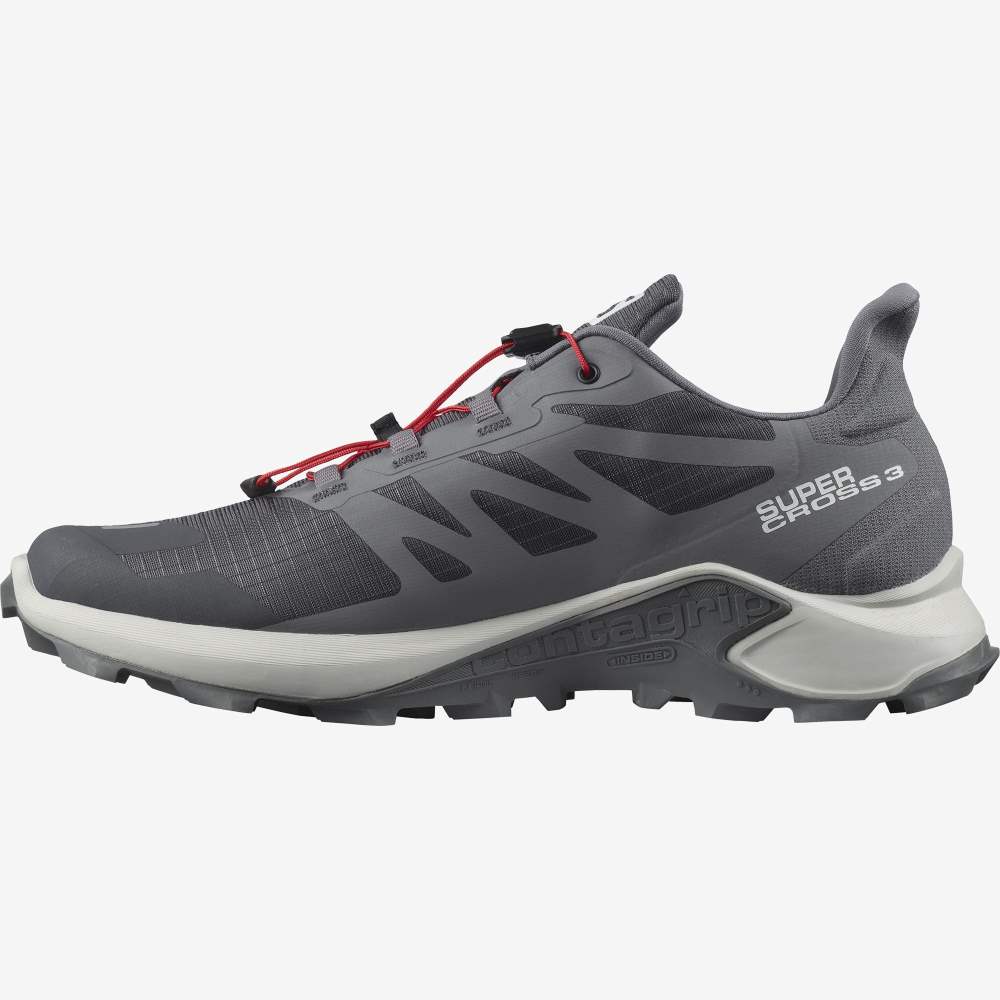 Grey Salomon Supercross 3 Men's Trail Running Shoes | 170536GFM