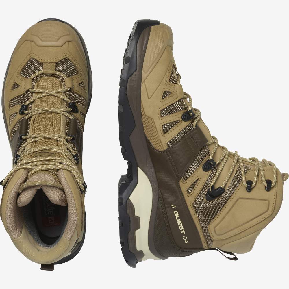 Khaki Salomon Quest 4 Gore-Tex Men's Hiking Shoes | 953412MSB
