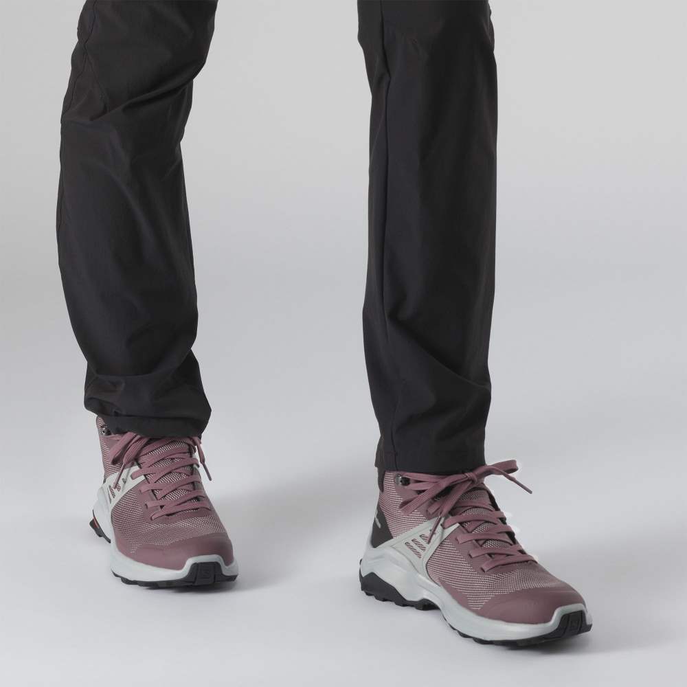 Light Coral Salomon X Raise Mid Gore-Tex Women's Hiking Shoes | 021634WFG