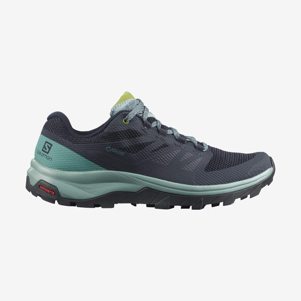 Navy Camo Salomon Outline Gore-Tex Women\'s Hiking Shoes | 569174CZN