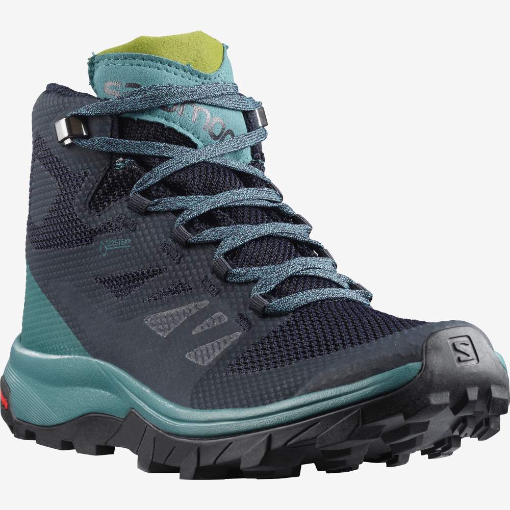 Navy Camo Salomon Outline Mid Gore-Tex Women's Hiking Shoes | 094217ASX