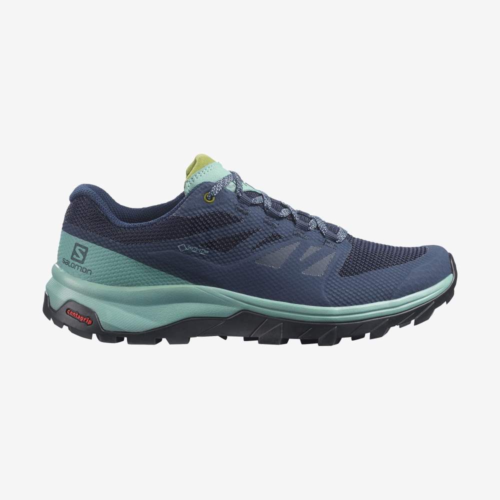Navy Camo Salomon Outline Wide Gore-Tex Women\'s Hiking Shoes | 459160YGH