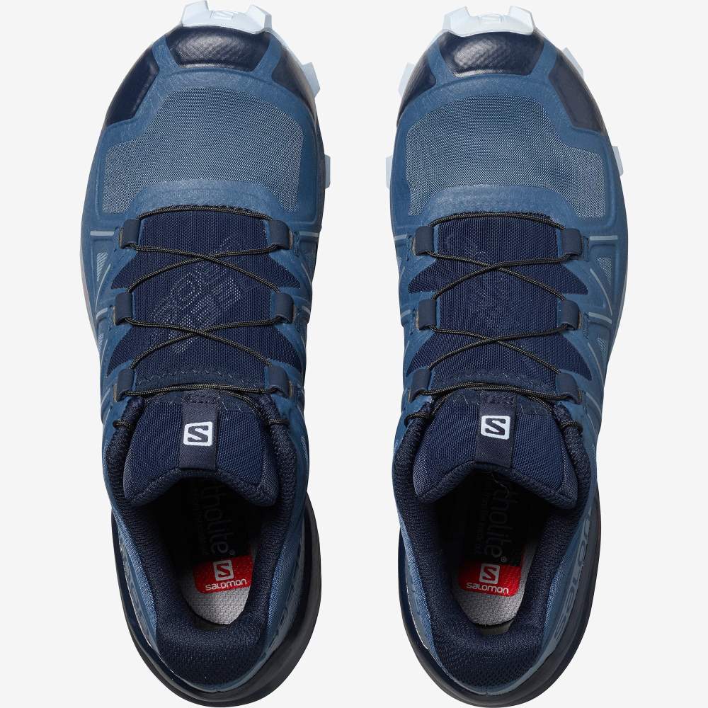 Navy Salomon Speedcross 5 Wide Women's Trail Running Shoes | 043527KXW