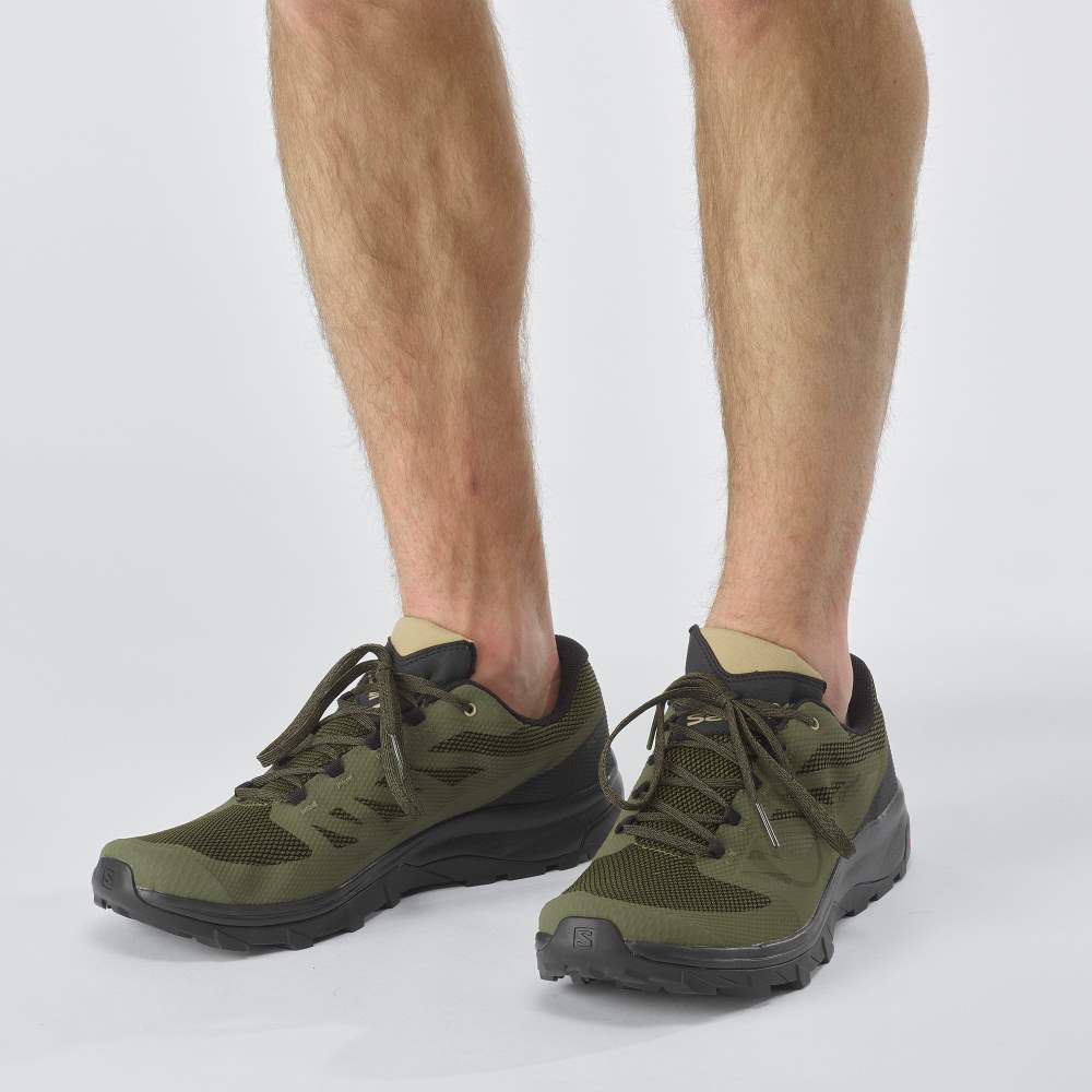Olive Black Salomon Outline Gore-Tex Men's Hiking Shoes | 649270TUQ