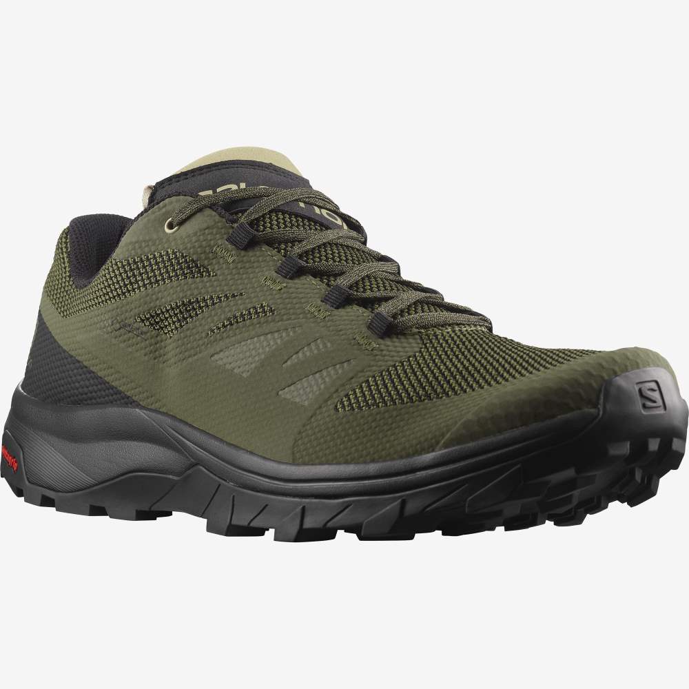 Olive Black Salomon Outline Gore-Tex Men's Hiking Shoes | 649270TUQ