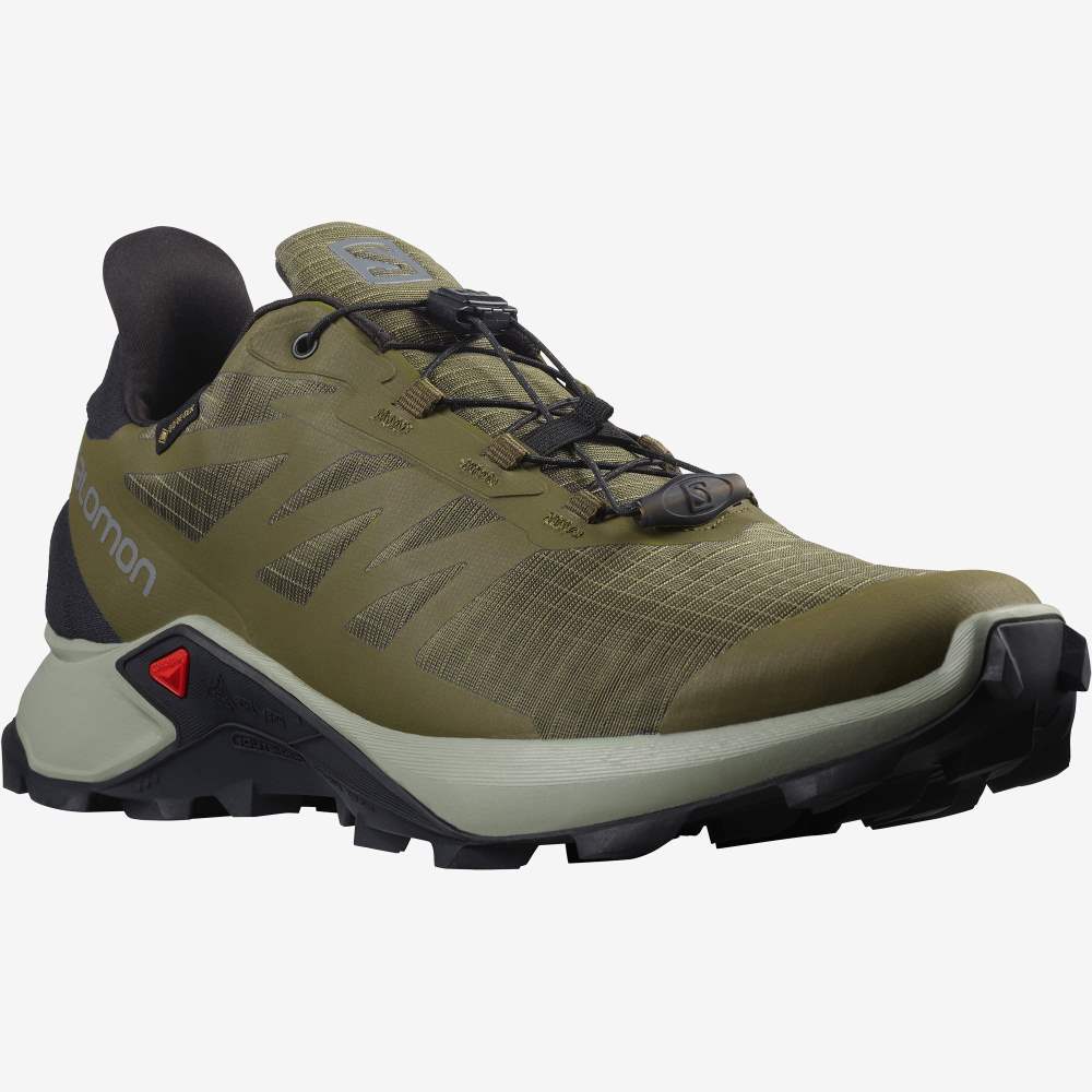 Olive Black Salomon Supercross 3 Gore-Tex Men's Trail Running Shoes | 258930NBO