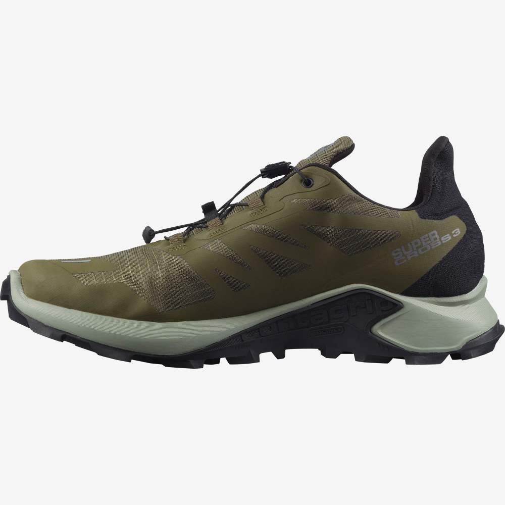 Olive Black Salomon Supercross 3 Gore-Tex Men's Trail Running Shoes | 258930NBO