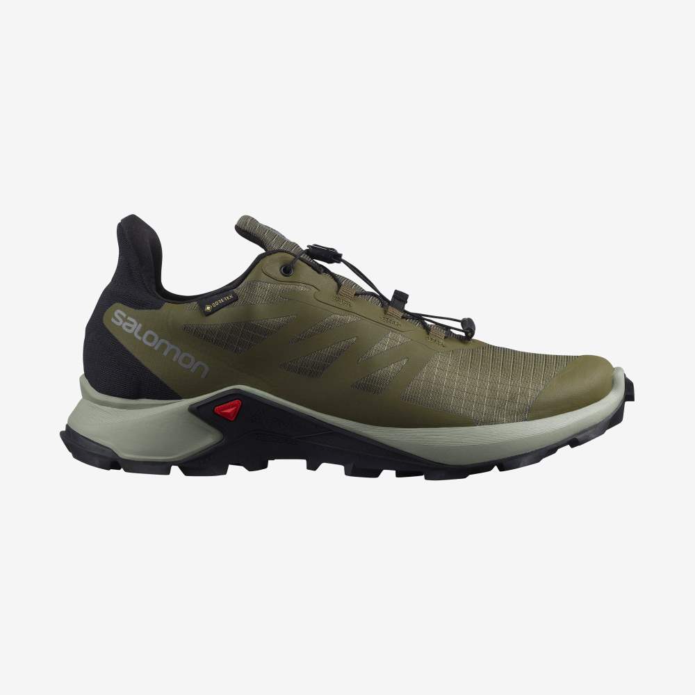 Olive Black Salomon Supercross 3 Gore-Tex Men\'s Trail Running Shoes | 258930NBO