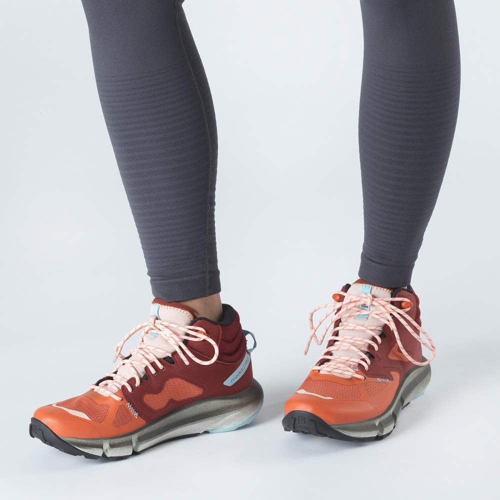Orange Brown Salomon Predict Hike Mid Gore-Tex Women's Hiking Shoes | 175068SNO