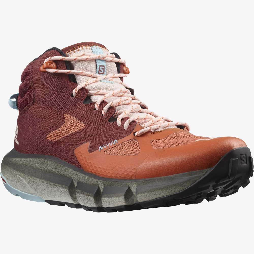 Orange Brown Salomon Predict Hike Mid Gore-Tex Women's Hiking Shoes | 175068SNO