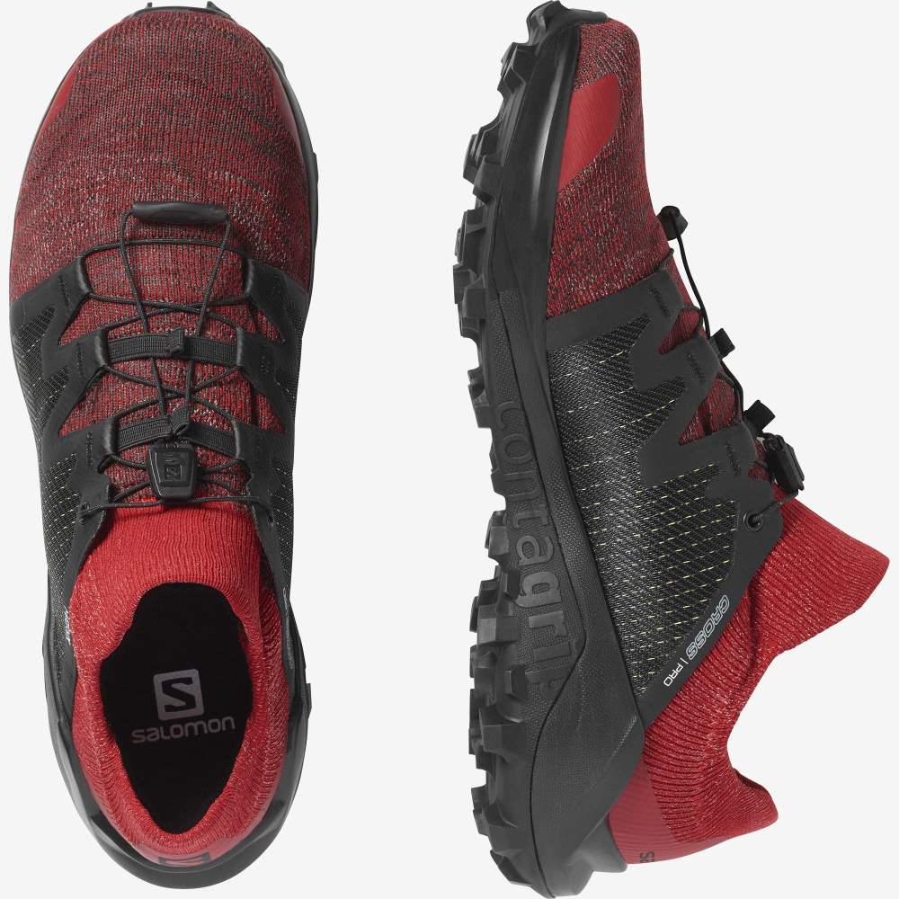 Red Black Salomon Cross /PRO Men's Trail Running Shoes | 218769WZJ