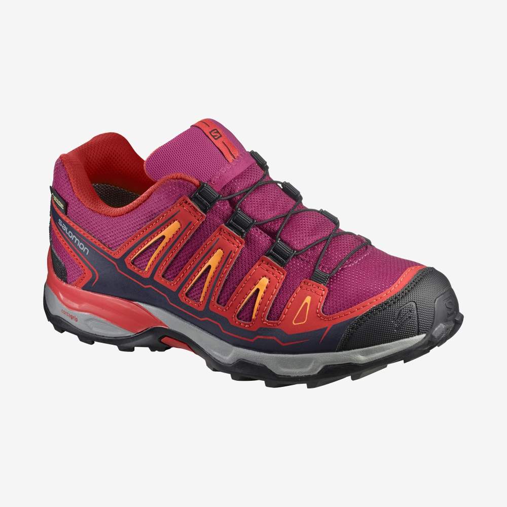 Red Light Gold Salomon X-Ultra Mid Gore-Tex Kids\' Hiking Shoes | 067431OXV