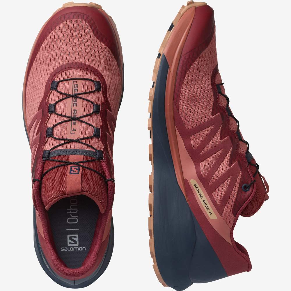 Red Salomon Sense Ride 4 Women's Trail Running Shoes | 075912IUO