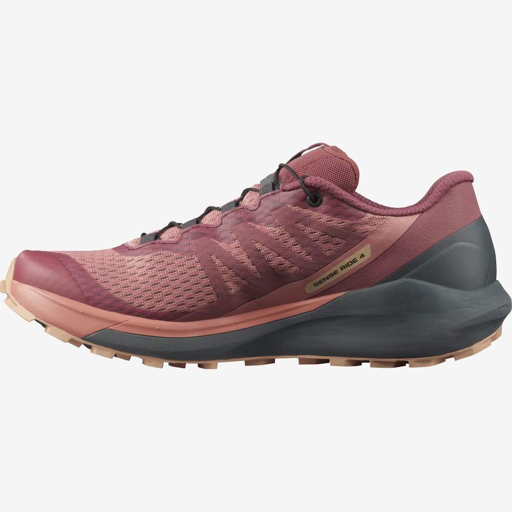 Red Salomon Sense Ride 4 Women's Trail Running Shoes | 075912IUO