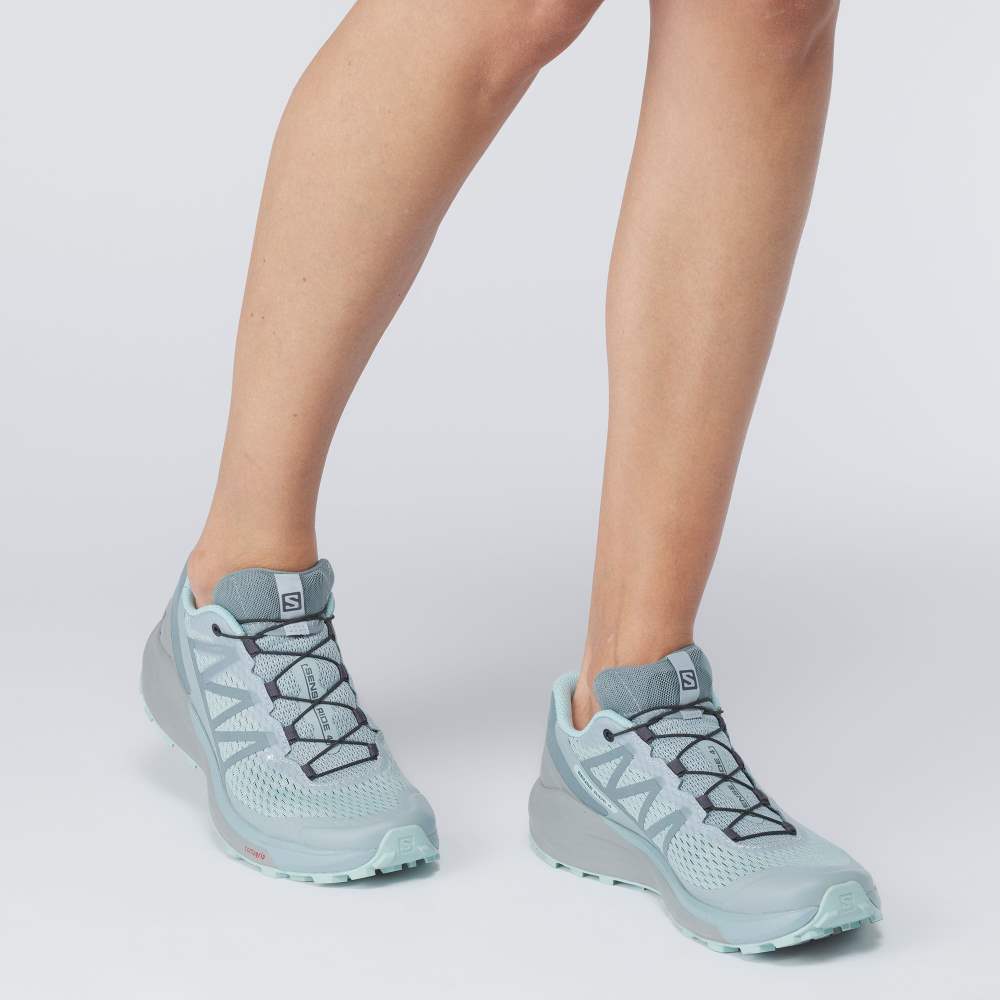 Turquoise Salomon Sense Ride 4 Gore-Tex Invisible Fit Women's Trail Running Shoes | 019763SUQ