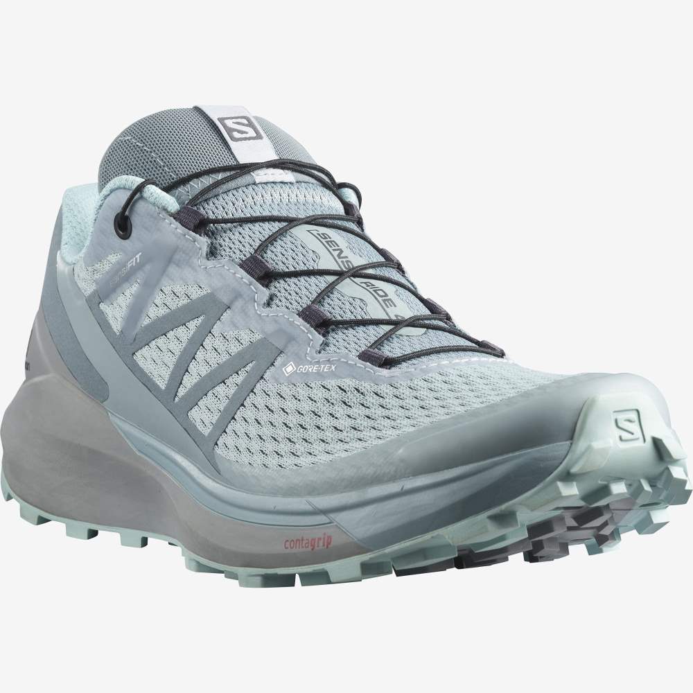 Turquoise Salomon Sense Ride 4 Gore-Tex Invisible Fit Women's Trail Running Shoes | 019763SUQ