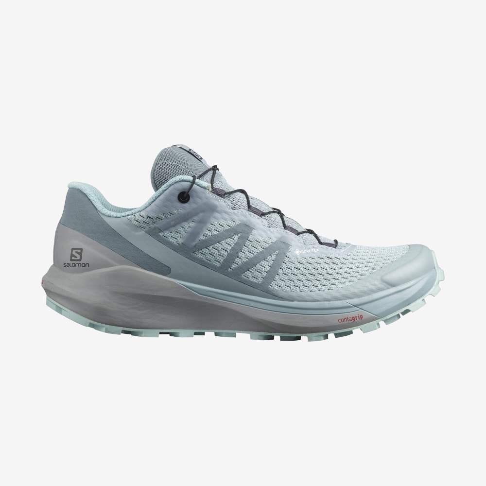 Turquoise Salomon Sense Ride 4 Gore-Tex Invisible Fit Women\'s Trail Running Shoes | 019763SUQ