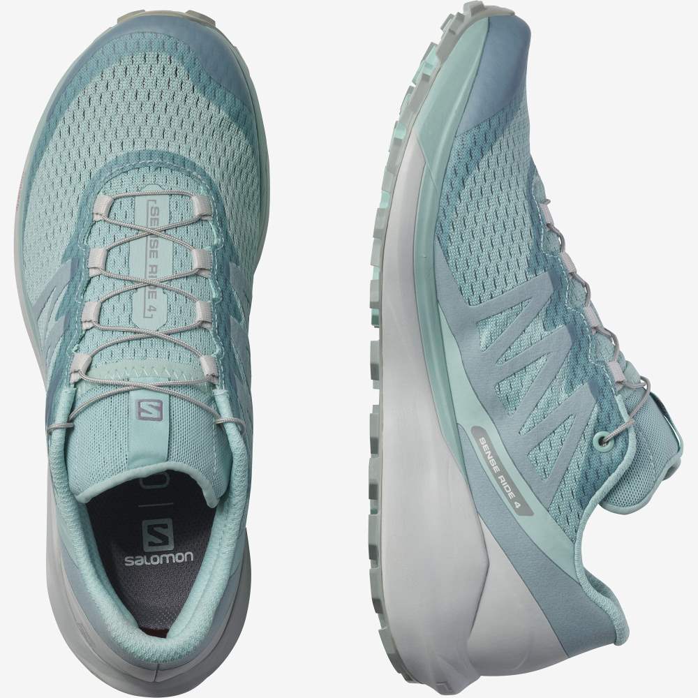 Turquoise Salomon Sense Ride 4 Women's Trail Running Shoes | 045283WEH