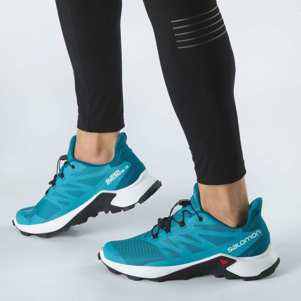 White Blue Salomon Supercross 3 Men's Trail Running Shoes | 192865BQT