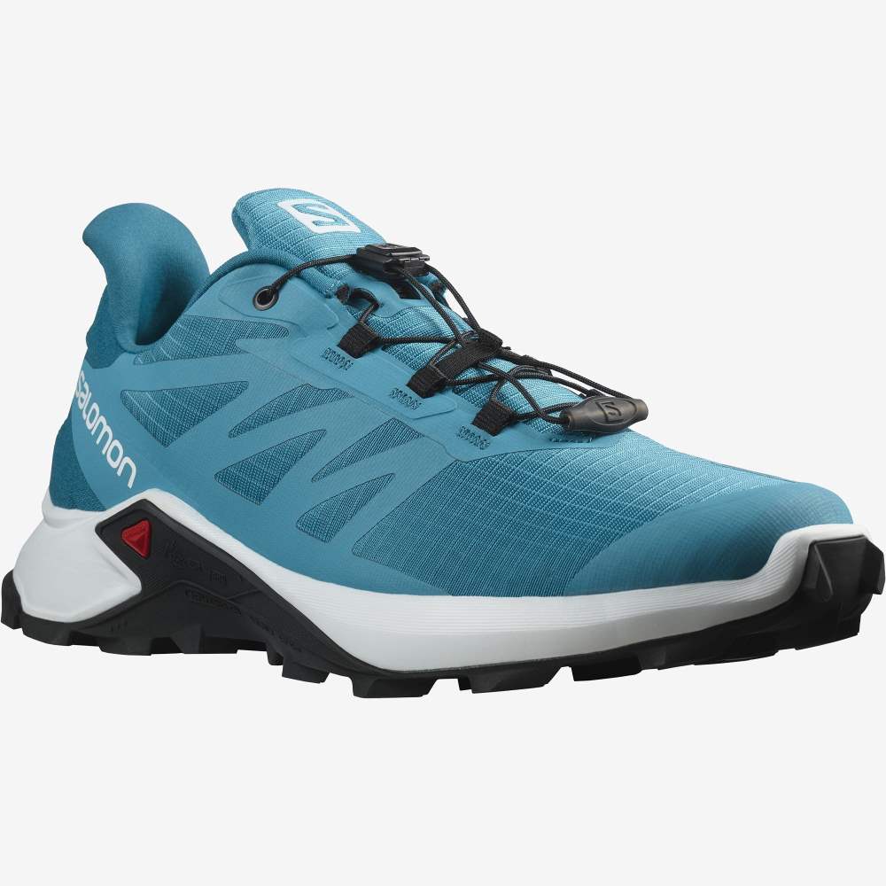White Blue Salomon Supercross 3 Men's Trail Running Shoes | 192865BQT