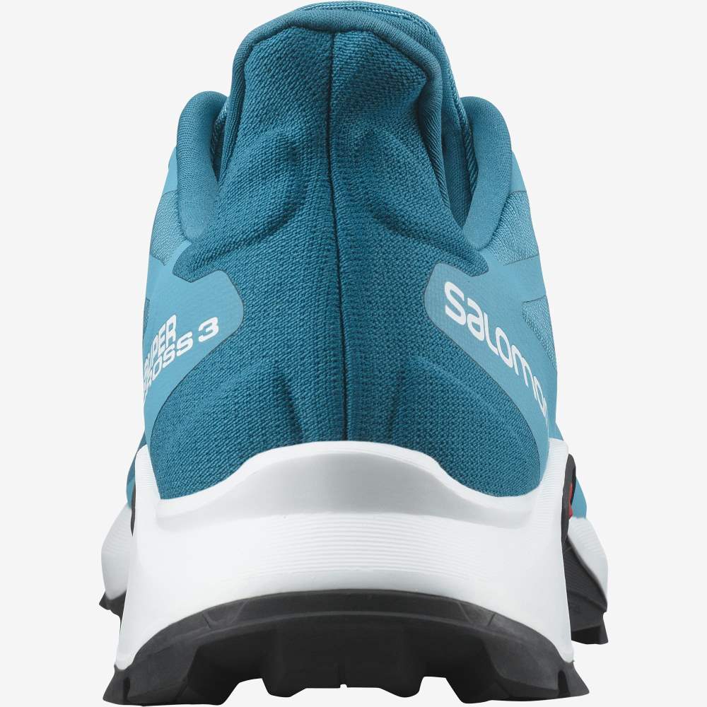 White Blue Salomon Supercross 3 Men's Trail Running Shoes | 192865BQT
