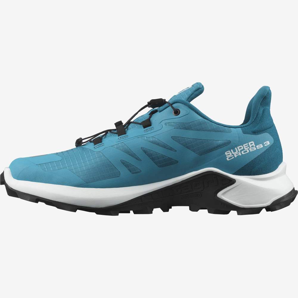 White Blue Salomon Supercross 3 Men's Trail Running Shoes | 192865BQT