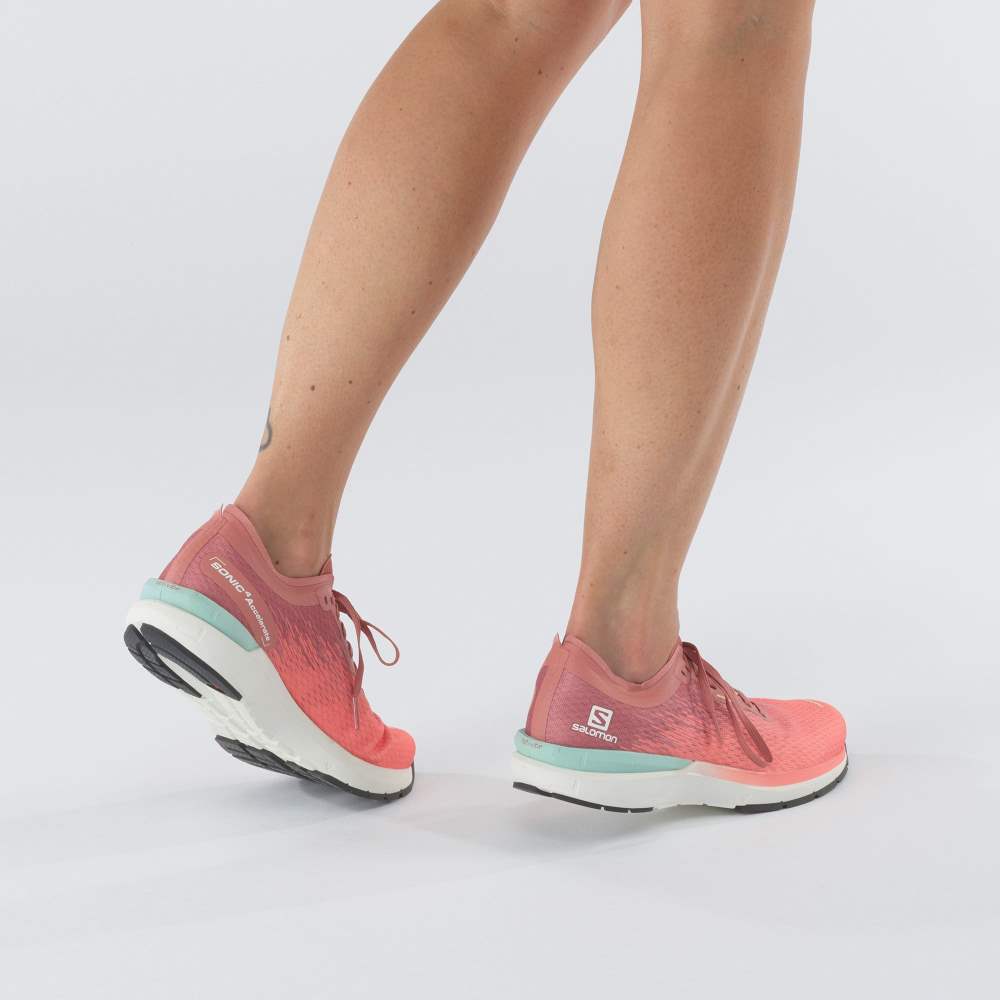 White Red Salomon Sonic 4 Accelerate Women's Running Shoes | 804719OUK