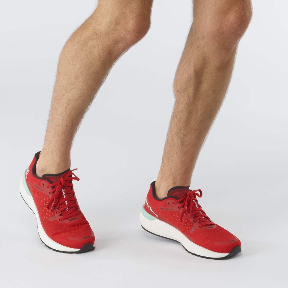 White Red Salomon Sonic 4 Balance Men's Running Shoes | 560418LWG