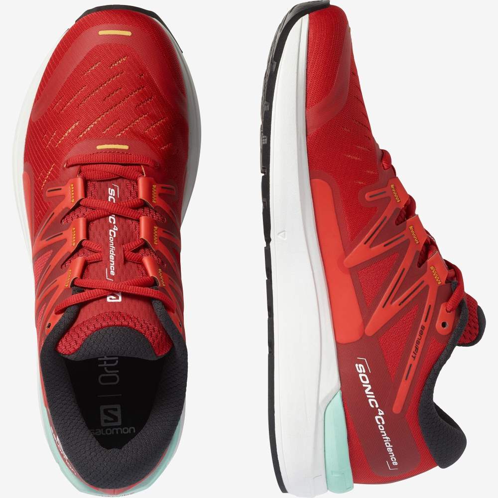 White Red Salomon Sonic 4 Confidence Men's Running Shoes | 490176BOF