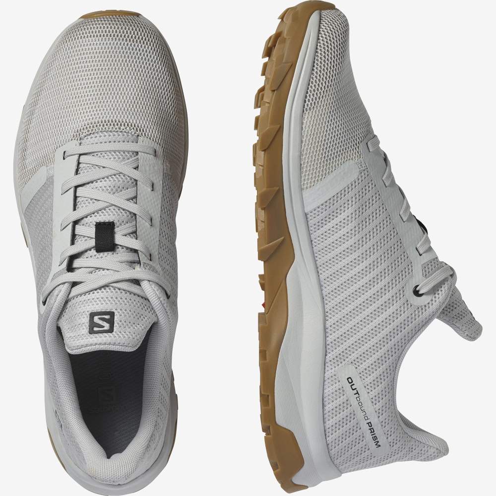 White Salomon Outbound Prism Men's Hiking Shoes | 275304FOK