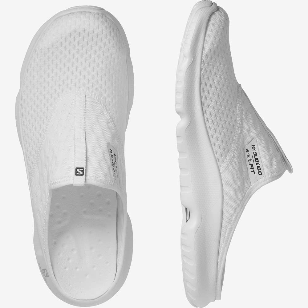 White Salomon Reelax Slide 5.0 Men's Sandals | 813794SLW