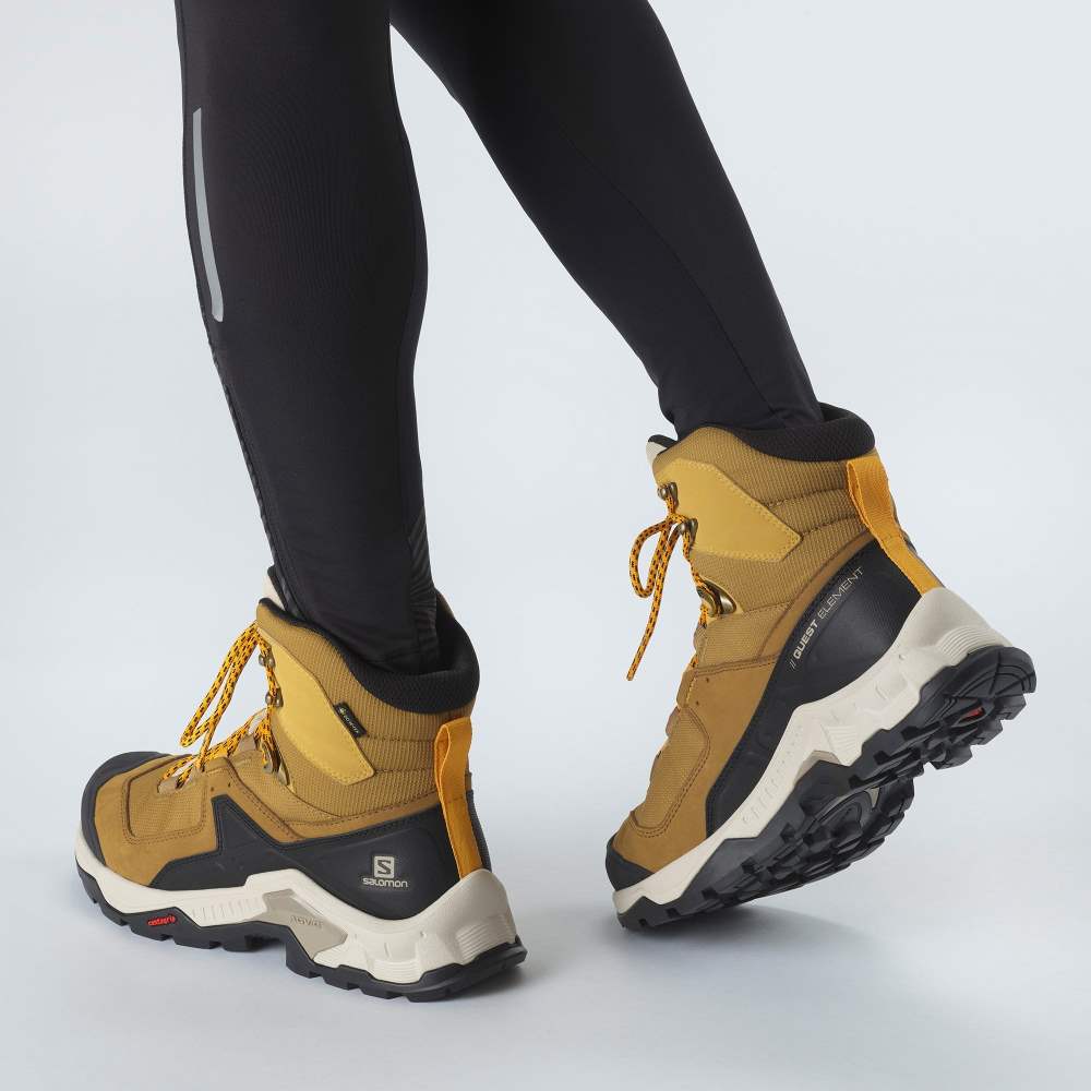 Yellow Black Salomon Quest Element Gore-Tex Men's Hiking Shoes | 835607UBZ