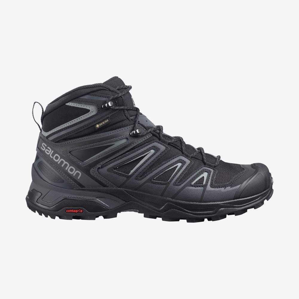 Black Salomon X Ultra 3 Mid Gore-Tex Men's Hiking Shoes | 710238FMJ