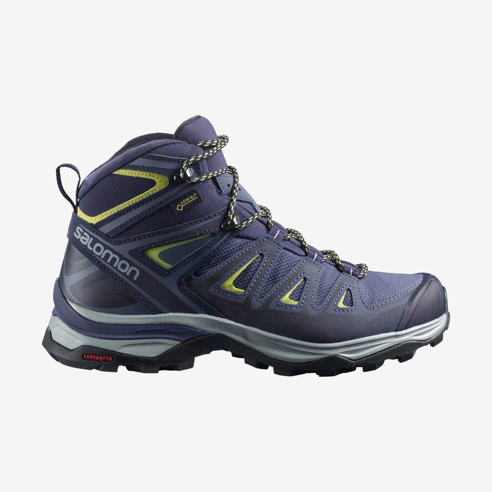 Blue Green Salomon X Ultra 3 Mid Gore-Tex Women's Hiking Shoes | 047183TFQ