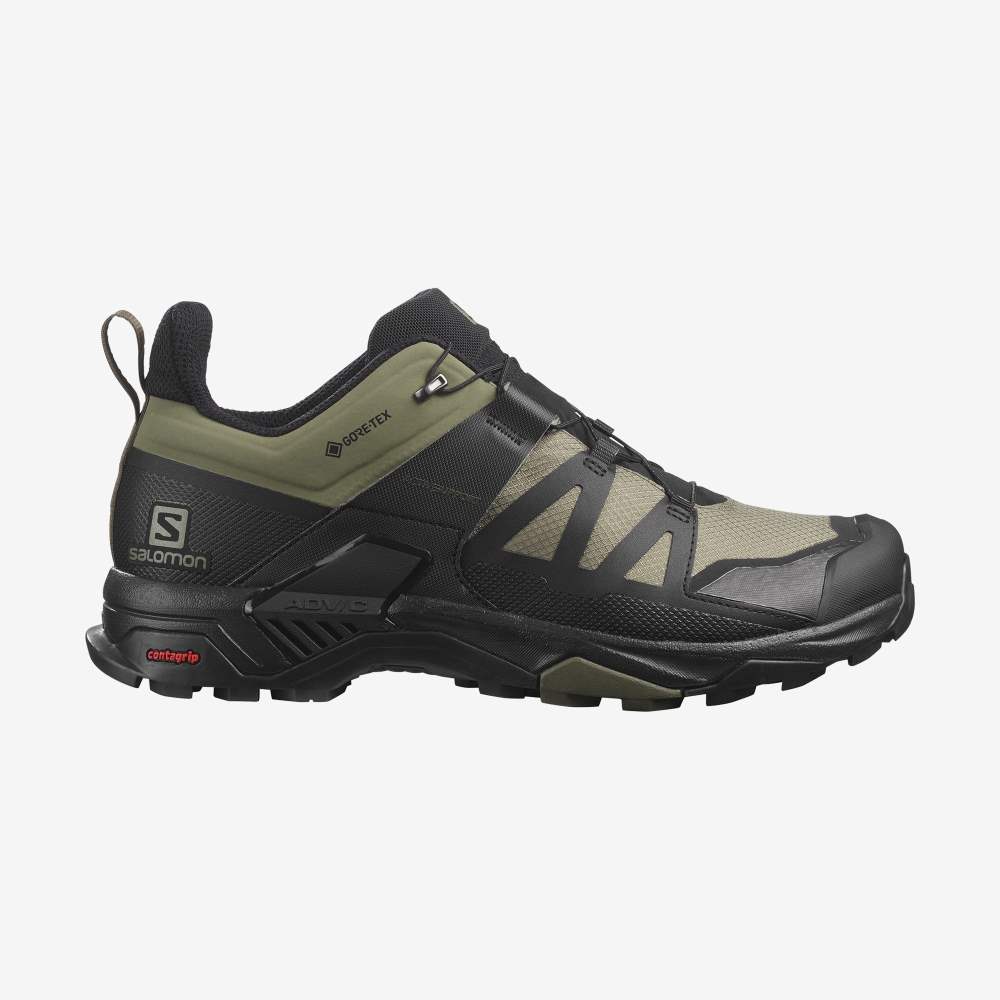 Green Black Salomon X Ultra 4 Wide Gore-Tex Men's Hiking Shoes | 153682FCX